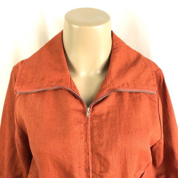 🚫SOLD🚫 Burnt Orange Linen Cropped 3/4 Sleeve - Picture 3 of 16